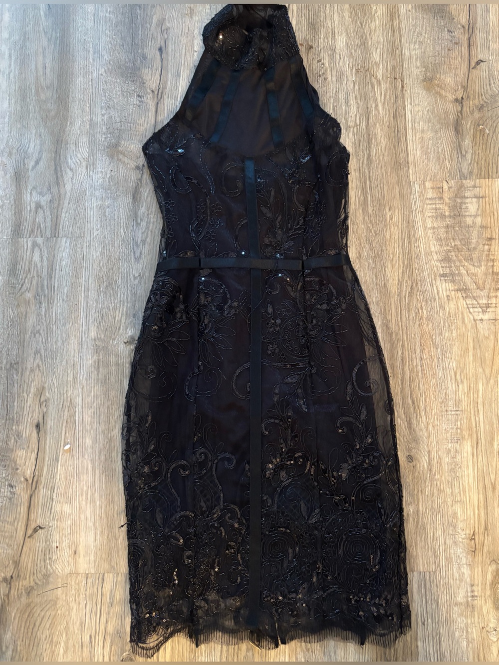 Black Backless Lace Halter Cocktail Dress